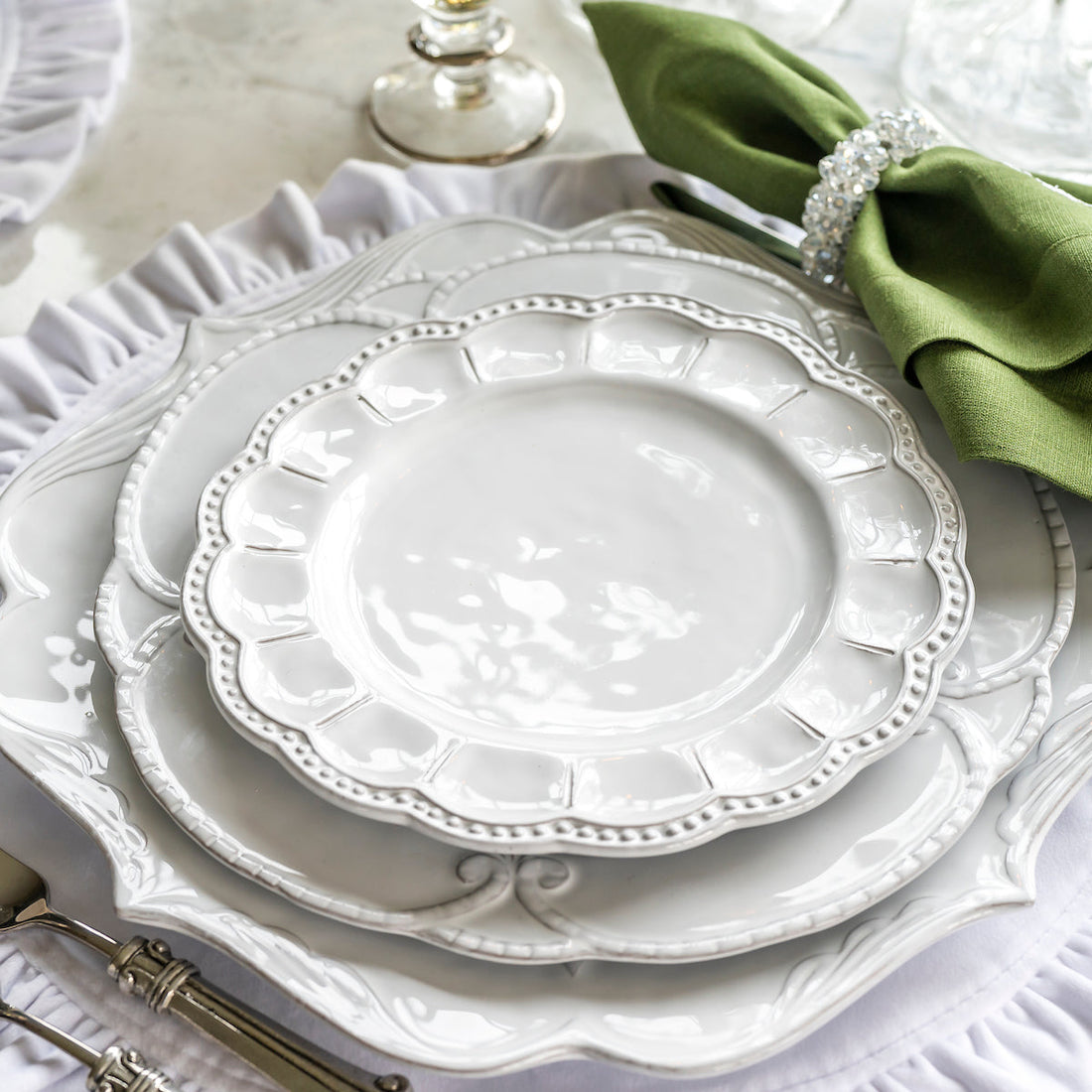 Bella Bianca Beaded Dinnerware