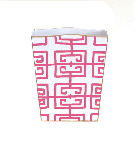 Pink Fret Wastebasket by Dana Gibson