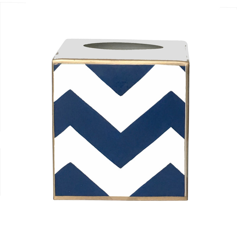 Navy Bargello Wastebasket and Tissue Holder by Dana Gibson