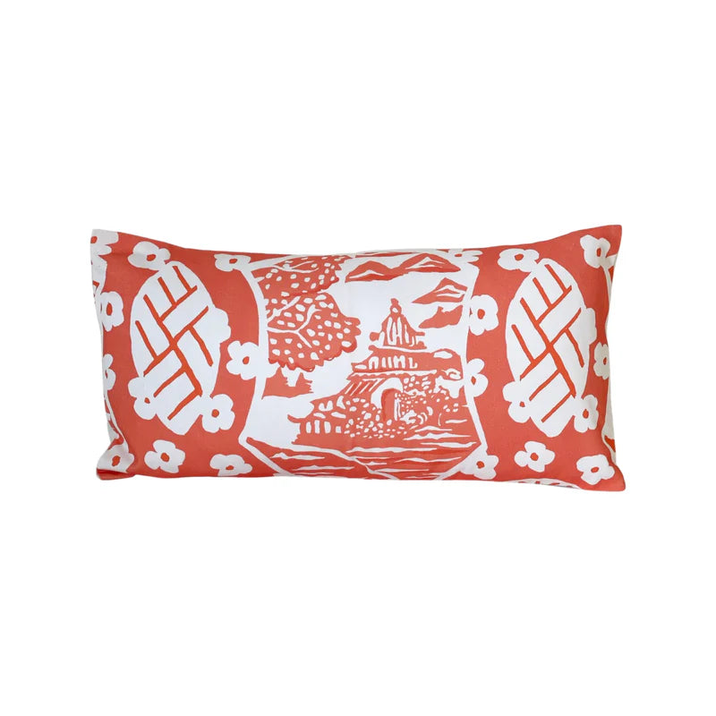 Canton in Pink Blue Orange or Green Lumbar Pillows by Dana Gibson