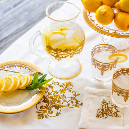 Victorian Table Runner White and Gold