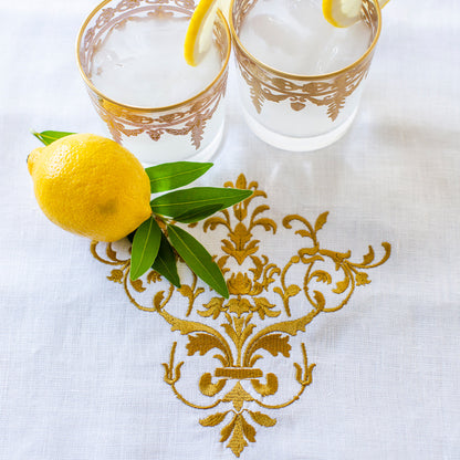 Victorian Table Runner White and Gold