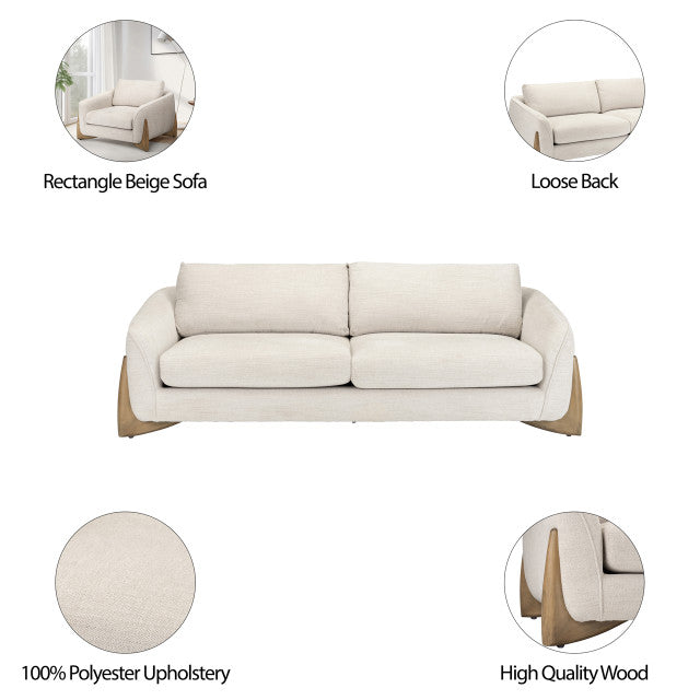 Sagebrook Sofa Wood Accent 3 Seat