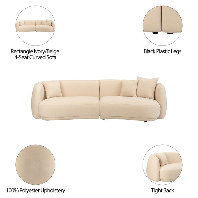 Sagebrook 4-Seat Ivory/Beige Curved Sofa