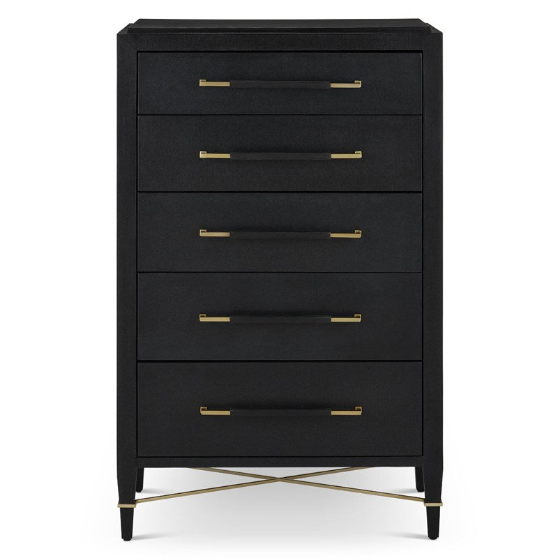 Verona Black Five-Drawer Chest by Currey and Company