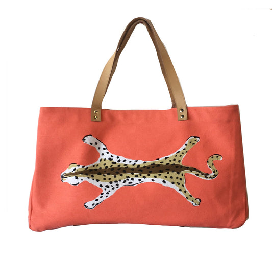 Orange Leopard Shoulder Tote by Dana Gibson