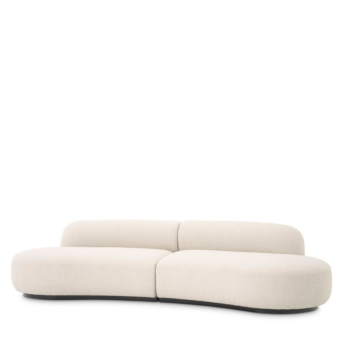 2 Piece Contemporary Sofa by Tara Shaw Elegant Boomerang Sofa: Luxurious Cream Boucle Upholstery for Modern Style