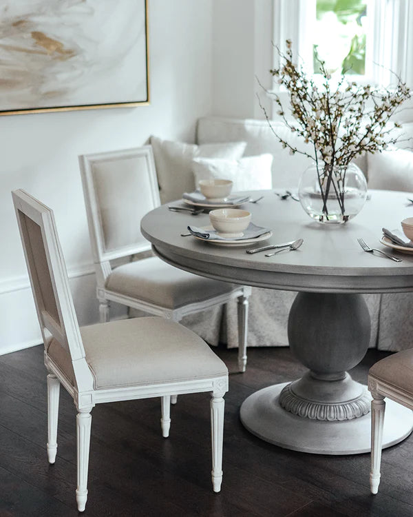 Charlotte Pedestal Dining Table -Aged French Grey by AVE Home