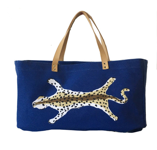 Blue Leopard Shoulder Tote by Dana Gibson