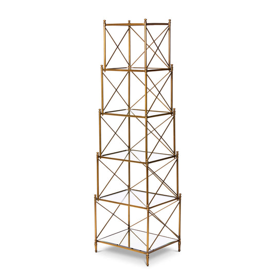 Hampton Etagere Brass Bookcase