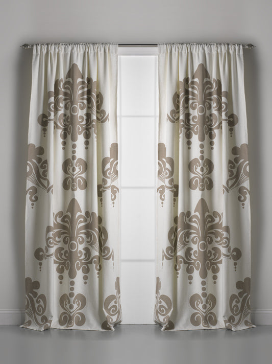 Enchantique Ivory Stonewashed Cotton Lined Window Curtain