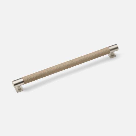 FERGUS LARGE PULL HANDLE TAUPE NATURAL RAFFIA/BRUSHED SILVER METAL