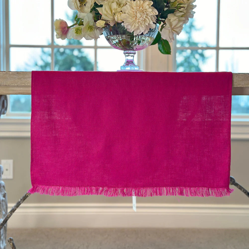 Magenta Table Runner with Fringe