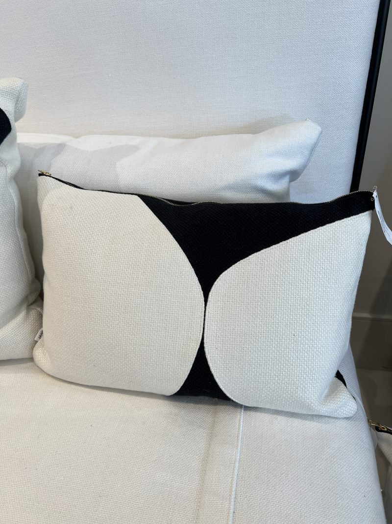 Black & White Throw PIllow 16" x 24" by Tara Shaw shown on sofa