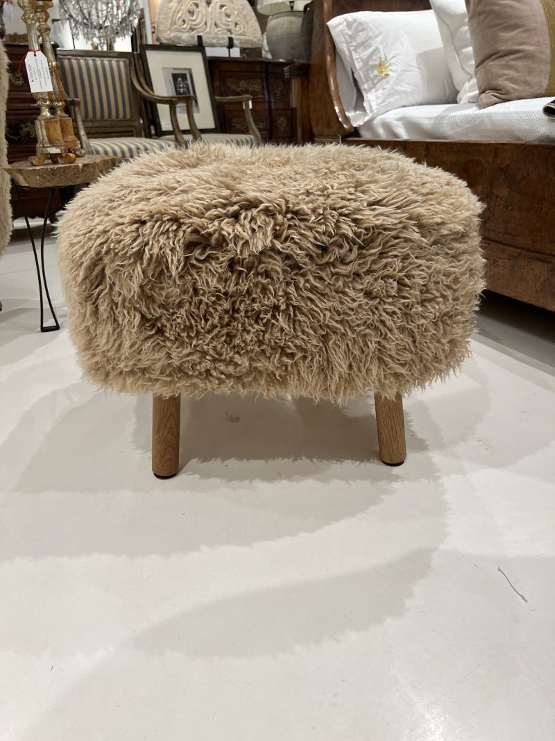 New Zealand Sheepskin Chair and Ottoman by Tara Shaw