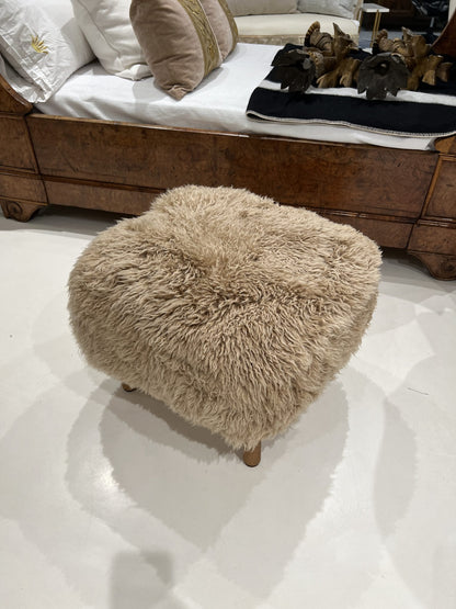 New Zealand Sheepskin Chair and Ottoman by Tara Shaw