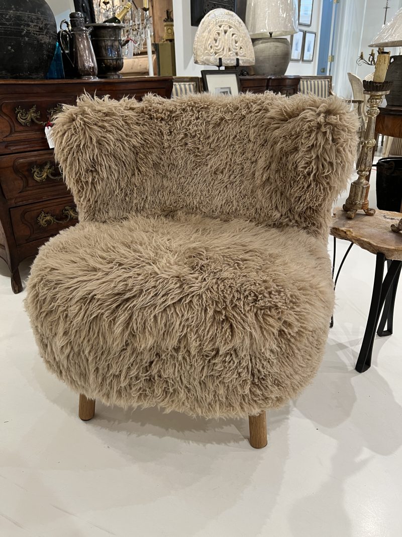 New Zealand Sheepskin Chair and Ottoman by Tara Shaw