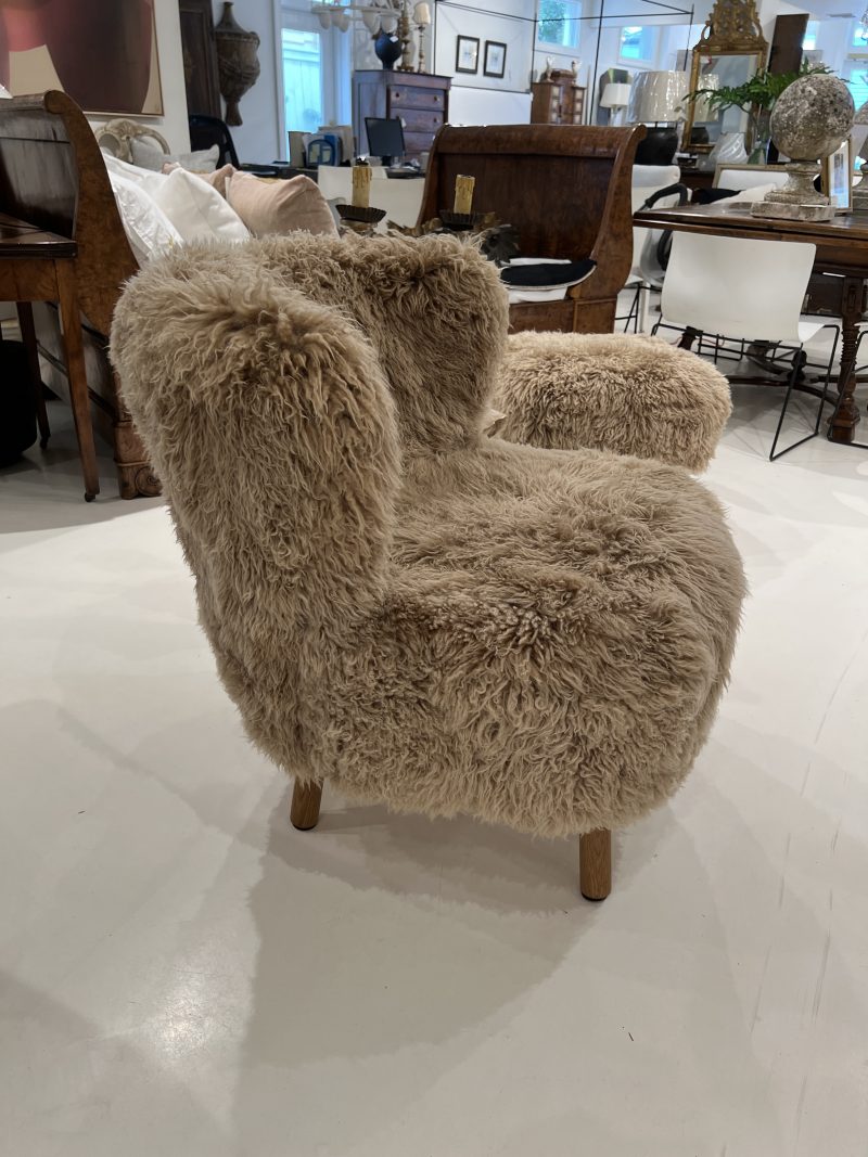 New Zealand Sheepskin Chair and Ottoman by Tara Shaw