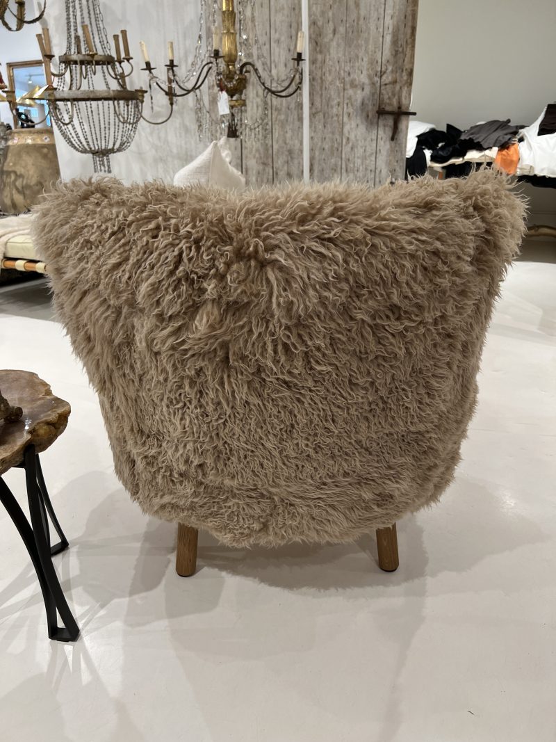 New Zealand Sheepskin Chair and Ottoman by Tara Shaw