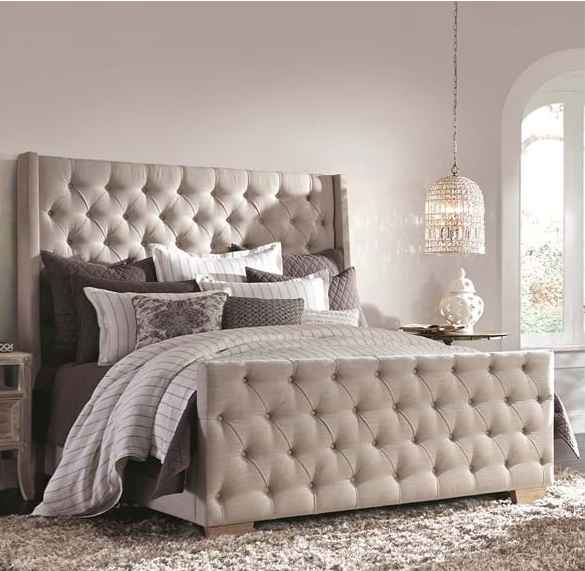 Laurent Tufted Bed Eastern King in Natural