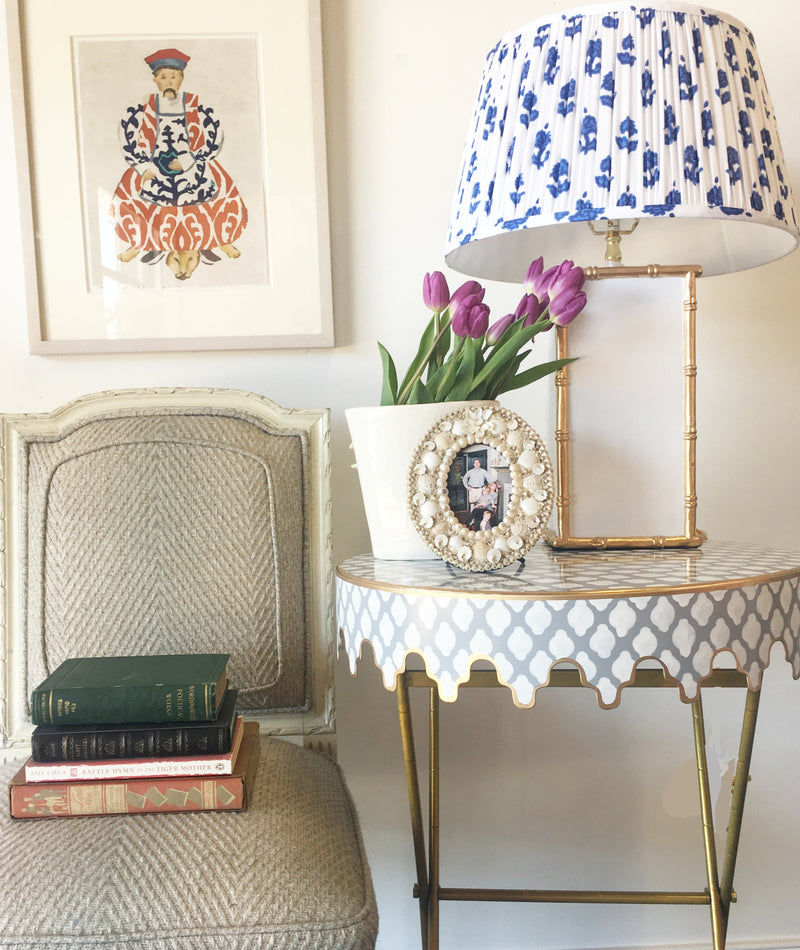 Glenbrook Table in Navy Parsi by Dana Gibson in Grey