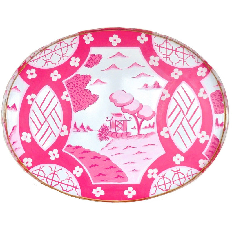 Canton in Pink Oval Coffee Table by Dana Gibson