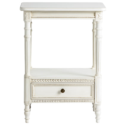 Cream Small 2 Shelf Table with Drawer - Nightstand | Free Shipping