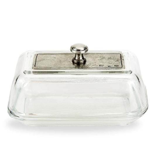 Vintage Glass Covered Butter Dish