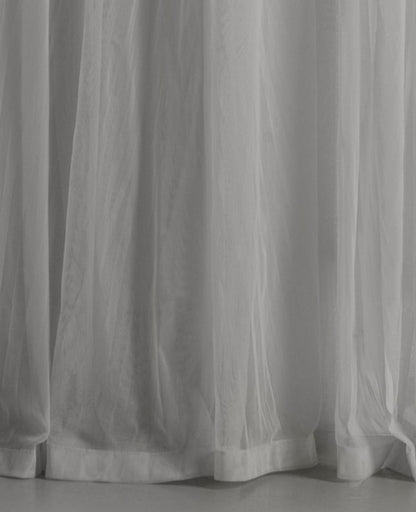 Whisper Grey Gathered Tulle Semi Sheer With Lining Window Curtains 108"