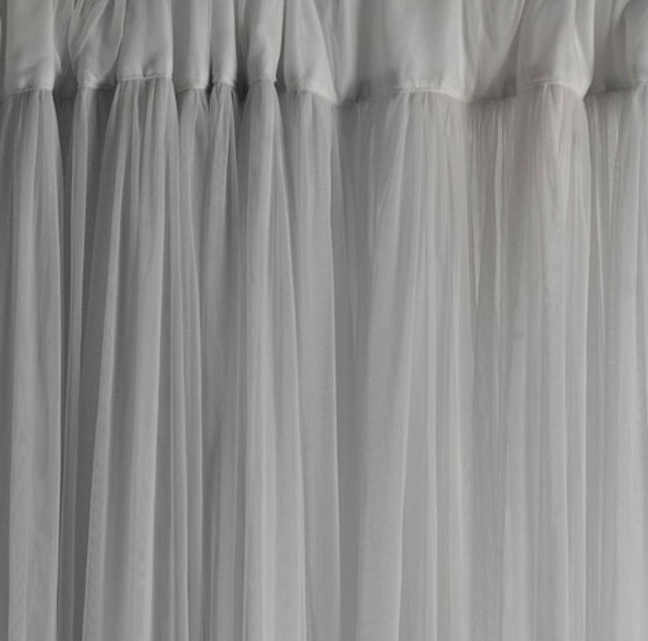 Whisper Grey Gathered Tulle Semi Sheer With Lining Window Curtains 108"