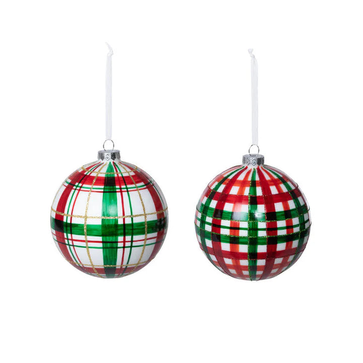 Tartan Treasure Glass Ornaments Set of 6