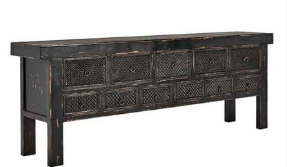 Lahey 11 Drawer Console Table in Antique Black