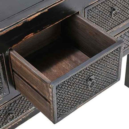 Lahey 11 Drawer Console Table in Antique Black