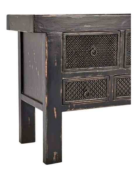 Lahey 11 Drawer Console Table in Antique Black