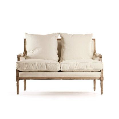 Louis Settee 2 Seat White Cotton by Zentique