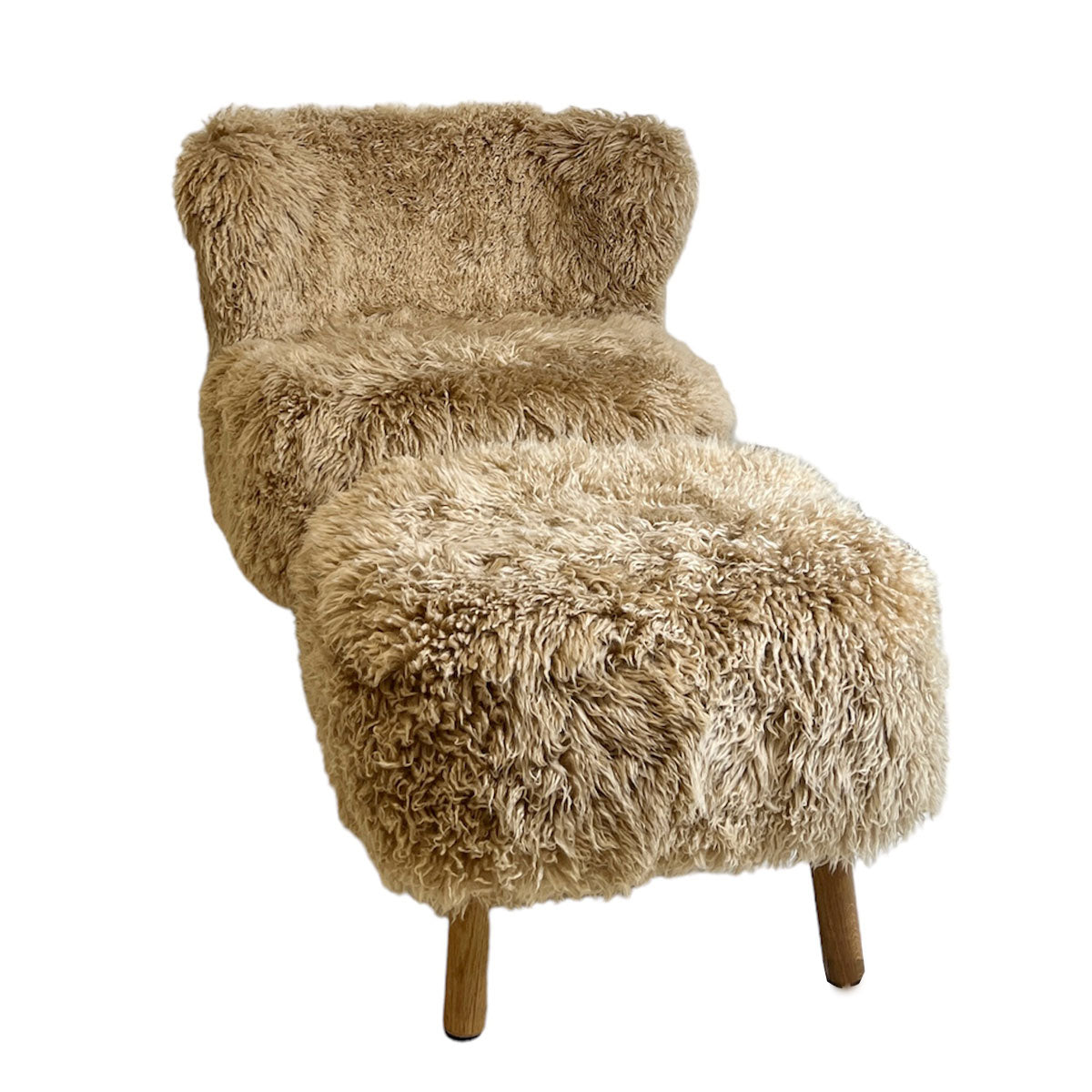 New Zealand Sheepskin Chair and Ottoman by Tara Shaw