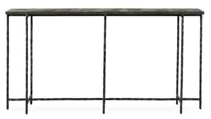 Echo Console 60" Table Hammered Metal Blue Stone by Classic Home