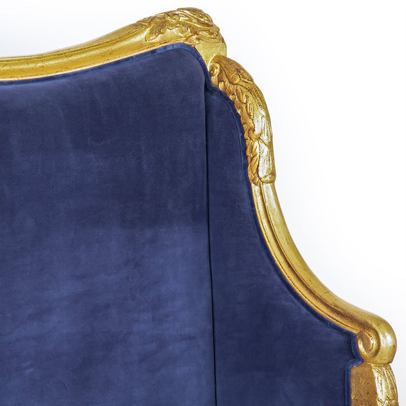 Georgia Queen Bed In Blue Velvet by Zentique