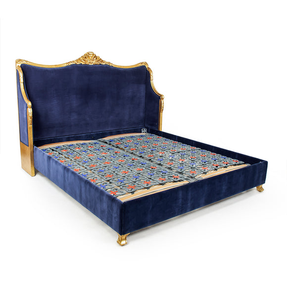 George King Bed in Blue Velvet by Zentique