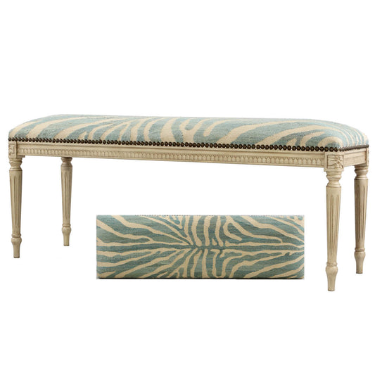 Cream/Aqua Zebra Bench By French Market Collection