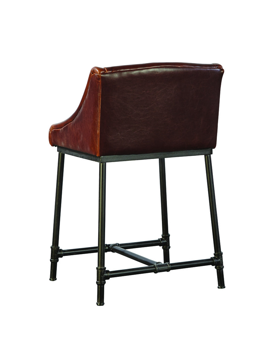 Industrial Leather Iron Pipe Counter Stool by Furniture Classics