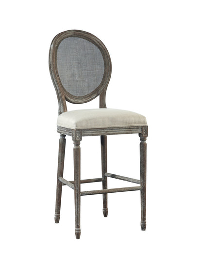 Gray Renton Bar Stool, Rattan Back