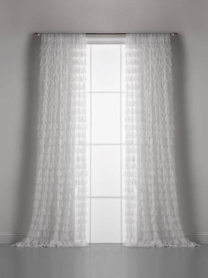 Chichi White Cascading Tulle Petal Window Curtains - Maison de Kristine