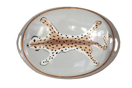 Oval Leopard Tray in Gray - Maison de Kristine