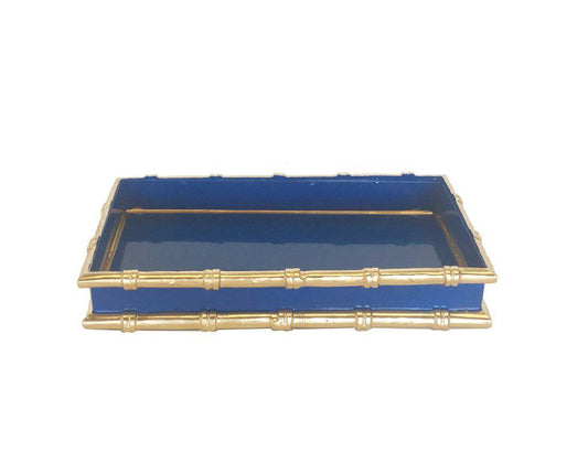 Navy Blue Bamboo Letter Tray Desk Accessory - Maison de Kristine