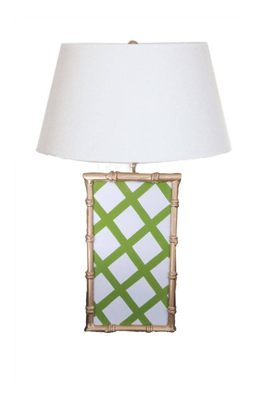 Bamboo Table Lamp in Green Lattice,Pink, Taupe, and Lime - Maison de Kristine