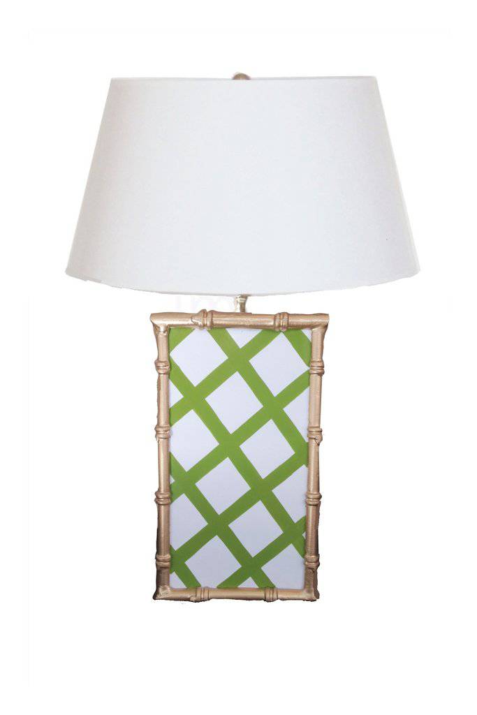 Bamboo Table Lamp in Pink Lattice, Green,Taupe,and Lime - Maison de Kristine