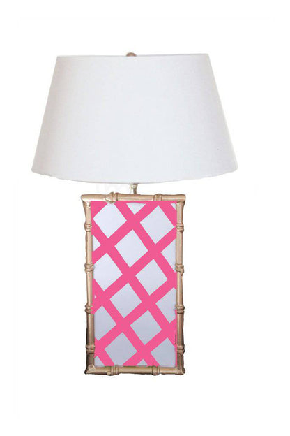 Bamboo Table Lamp in Taupe Lattice, Pink, Green, Lime - Maison de Kristine