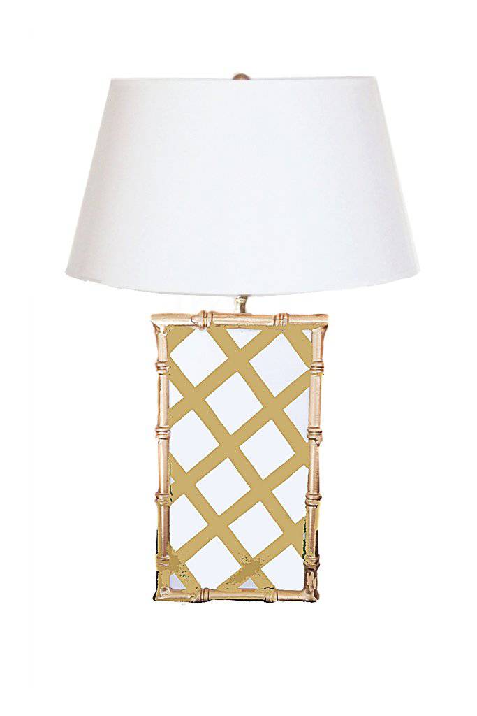 Bamboo Table Lamp in Pink Lattice, Green,Taupe,and Lime - Maison de Kristine