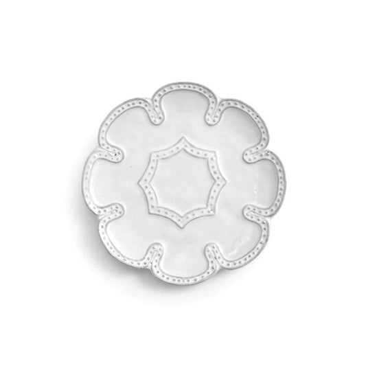 Bella Bianca Beaded Canape Plate Set of 4, italian white dinner plates, affordable white dinner plate, white beaded canape plates